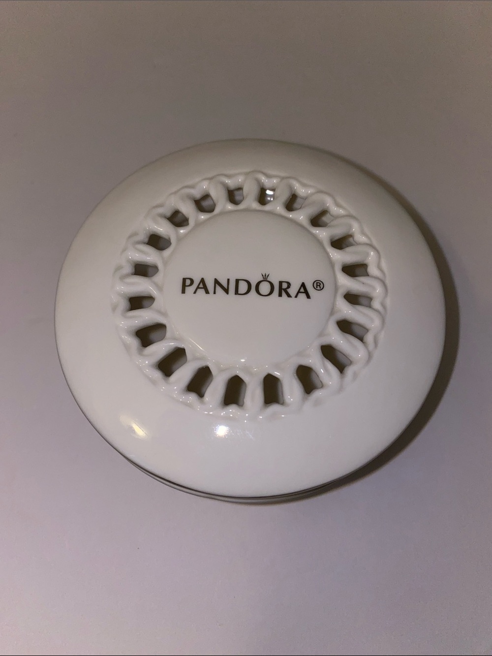 Authentic Pandora Limited Edition White Porcelain Round Jewelry Gift Box 4” x 2"